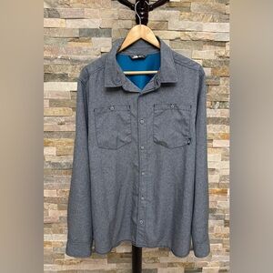 North Face Lightweight Vented Button Up Shirt Men’s XL Heather Blue Hiking
